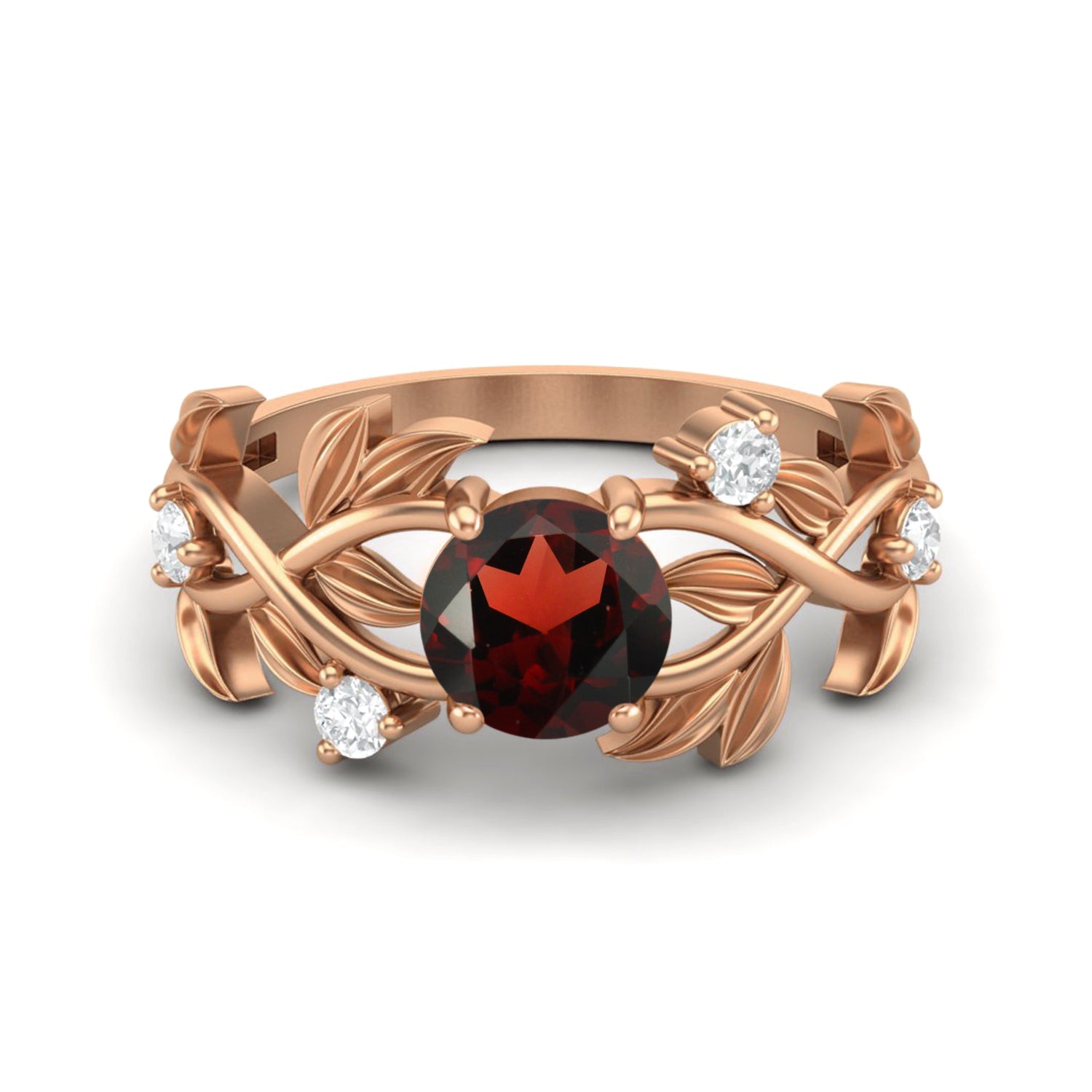 

6MM Round Garnet Gemstone 925 Sterling Silver Rose Plated Solitaire Ring 12 Яскраво-рожевий