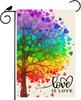 Watercolor Rainbow Love Heart Tree LGBTQ Pride Day Garden Ag 12x18 Inch Inclusion Gay Equality Double Sided Small Mini Yar