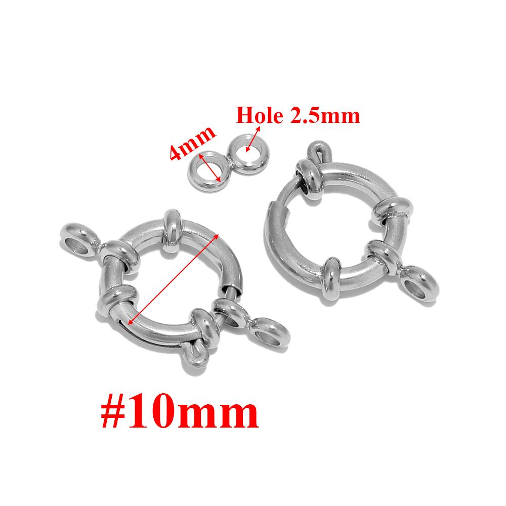 

4pcs Stainless Steel Round Spring Ring Clasps DIY Clavicle Necklace Hooks Jewelry Making 8 Connectors Findings Bracelet Supplies
