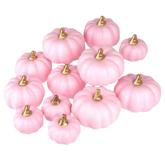 6/12 stk Skum Gresskarpynt Realistisk Design Rosa Gresskar Halloween-statue Inspirerende Hjemmedekorasjon