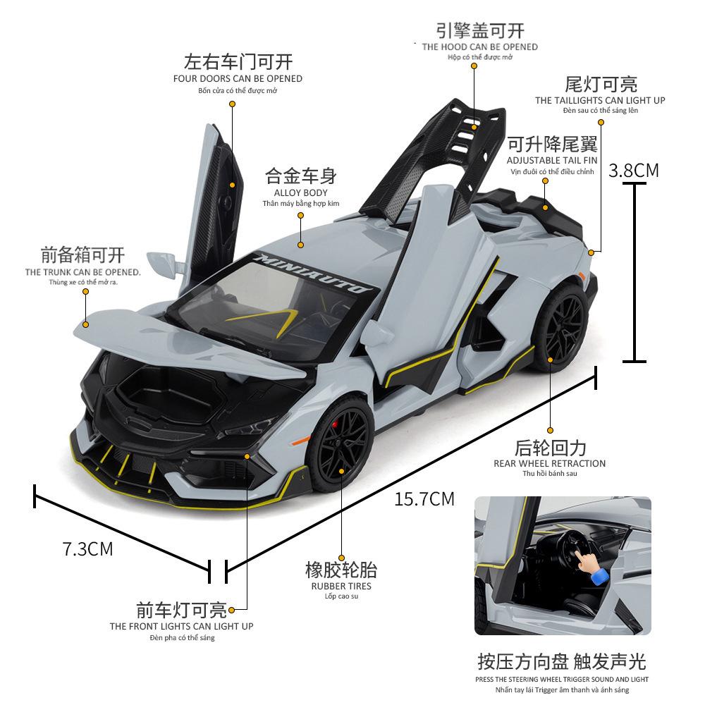 1:32 Revuelto Car Model Toy Metal Diecast Sports Cars Doors Opened Pull Back Models Miniature Toys Shelf Display