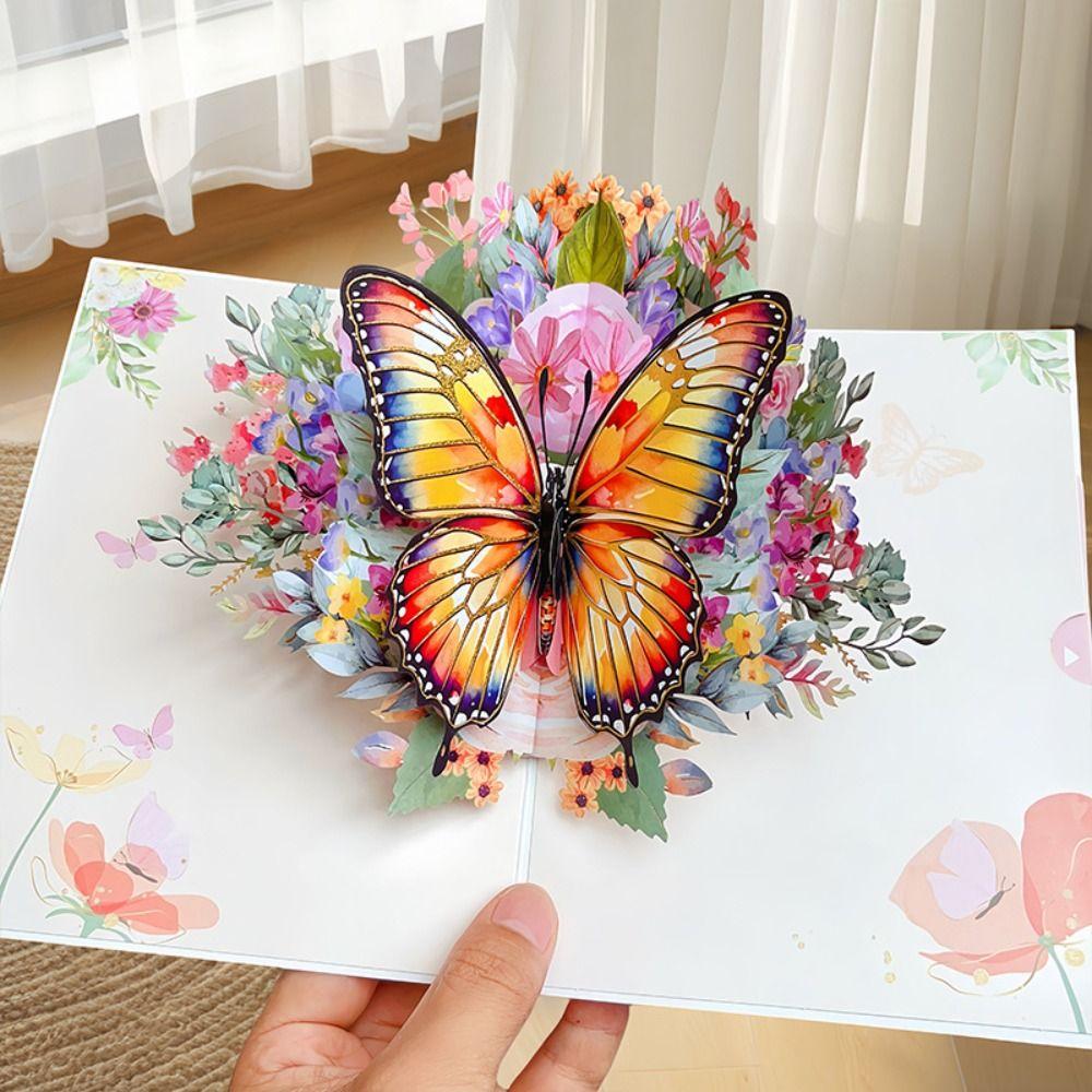 Handmade Teachers Day Cards Colorful Gratitude Card 3D Butterfly Greeting Card Teacher's Day