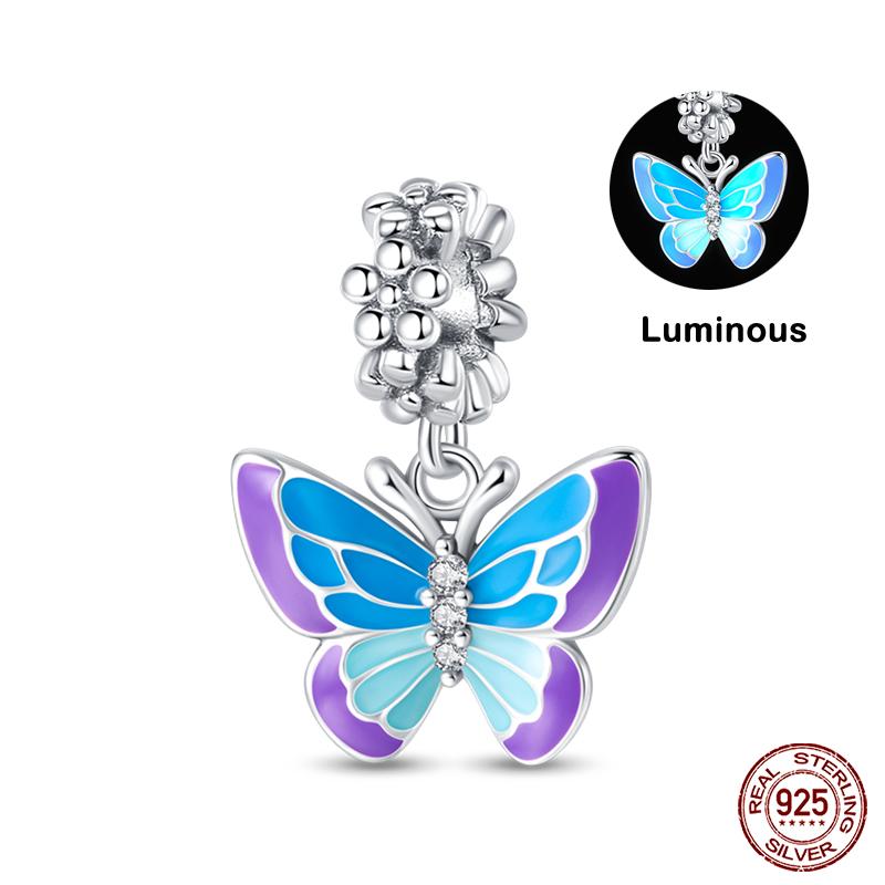 Original 925 Prata Esterlina Cor Mágica Camaleão Luminoso Série Charme Contas Adequado Ajuste Pulseira DIY Jóias Presentes