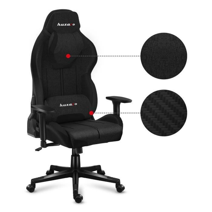 Chaise Gaming - HUZARO - FORCE 7.9 Noir - Ergonomique - Accoudoirs Réglable - Pivotant