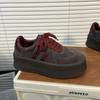 Angola Red Autumn and Winter New Color Matching Retro Moral Training Shoes Women's Matte Leather Muffin Casual Sports Thick Baseplate Shoes