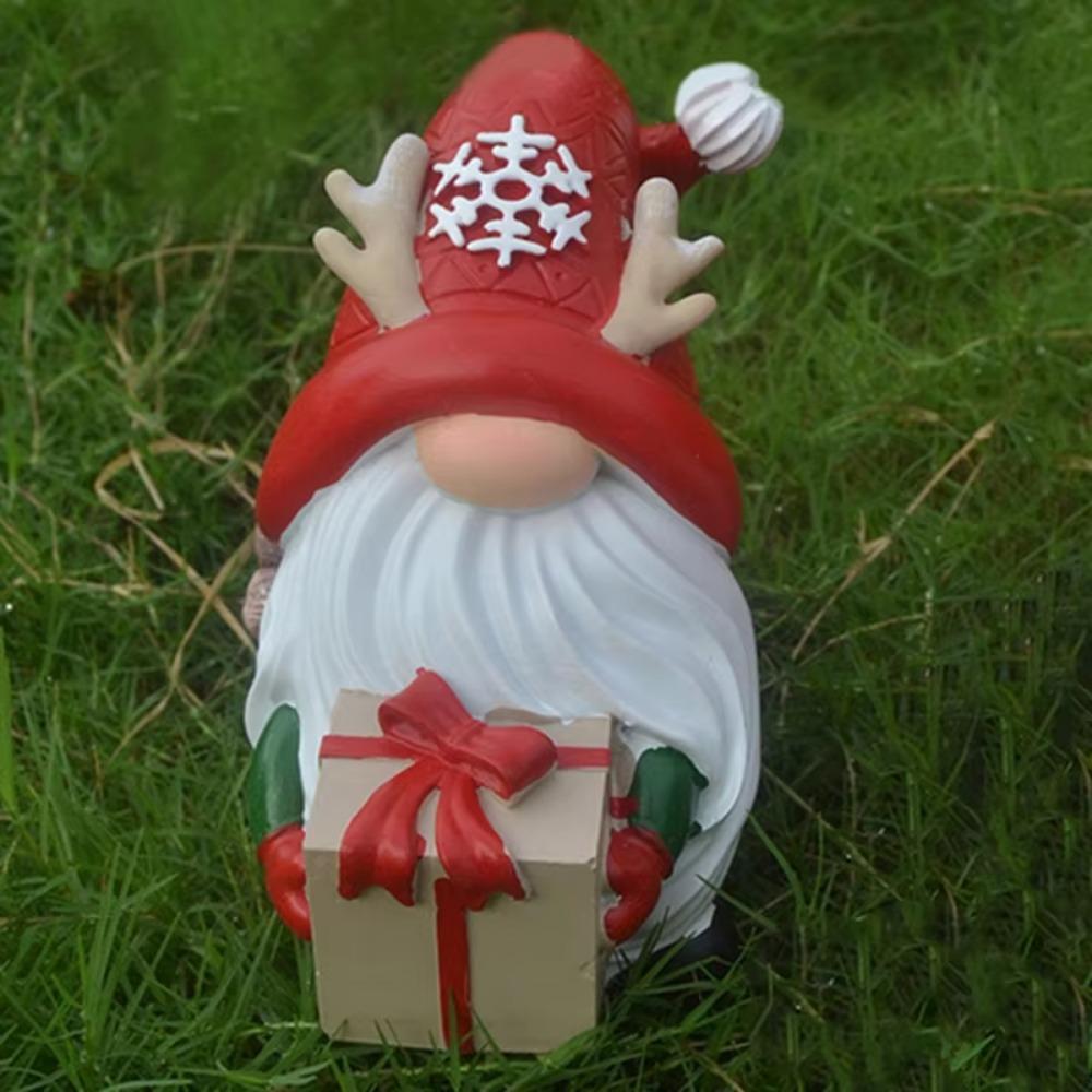 2Pcs/set Handmade Resin Gnomes Elf Cartoon Santa Claus Ornaments Christmas Elf Sculpture  Holiday