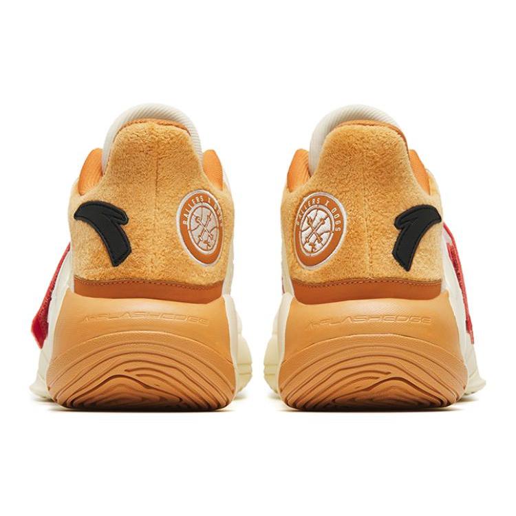 New Anta Water Flower 4 Cushioned Slip Resistant Low Top Performance Basketball Shoes White Orange Shiba Inu 112241109-4