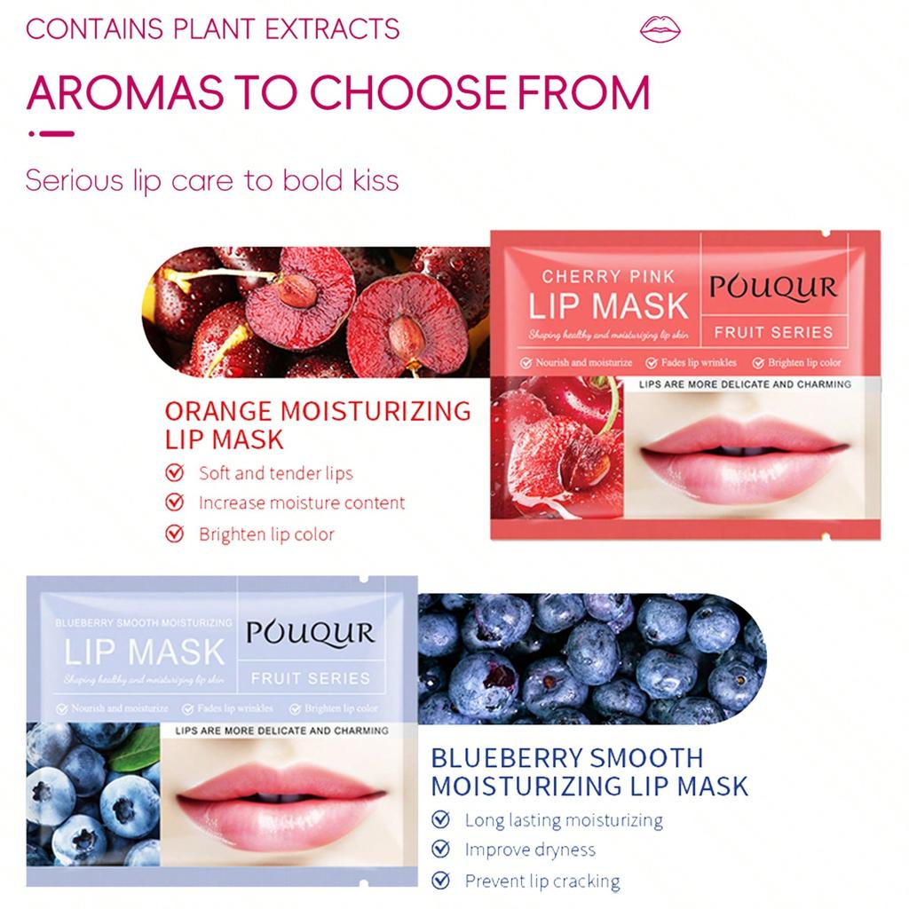 1/5/10/20pcs Moisturizing Lip Mask, Collagen/Cherry/Blueberry, Containing Glycerin And Collagen, Fad