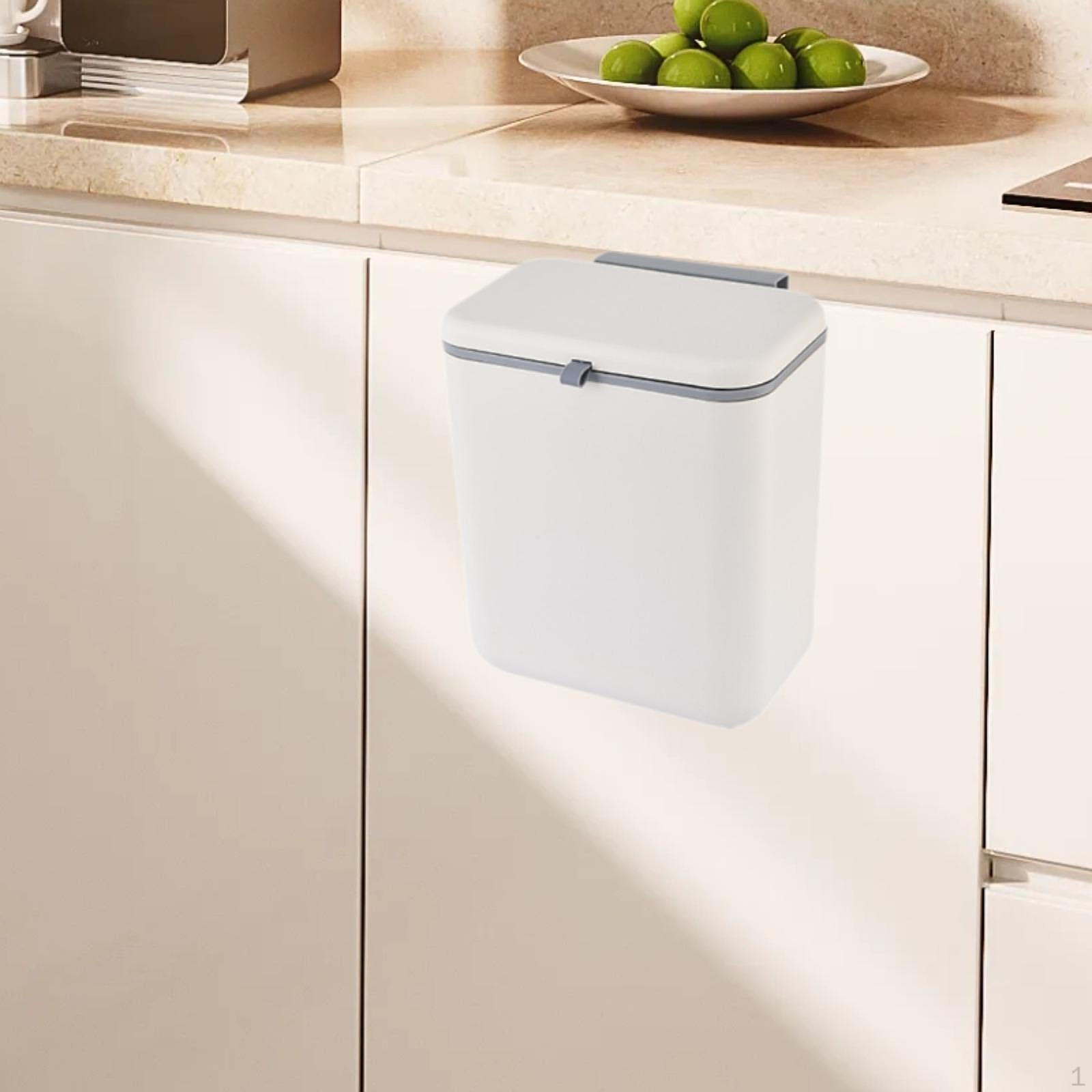 

Подвесной кухонный мусорный бак, легко моется, с внутренним ведром, современный стильный для дома на колесах бежевый