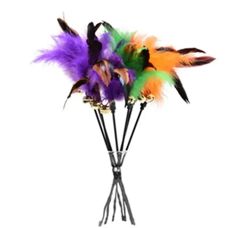2Pcs Small Cat Toy Bell Feather Funny Cat Rod Toy Cat Toys Interactive Cat Accessories Pet Cat Supplies Gifts