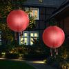 Hanging Solar Lantern Outdoor Round Chinese Style Lantern with 4 Tassels Solar LED Light for Garden Patio Wedding Party Decoration