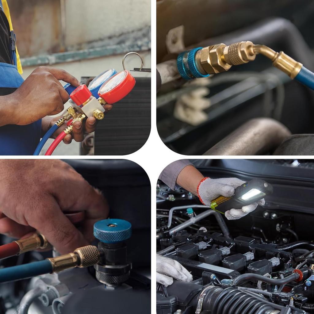 R1234yf To R134a Conversion Kit with Valve Core Removal Tool, R1234yf Adapter Kit,AC Quick Couplers High/Low Side Connectors for Automotive Air