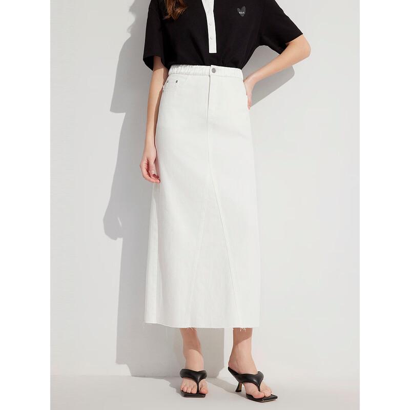 ELLE Women's Pure Cotton Denim Midi Pencil Skirt