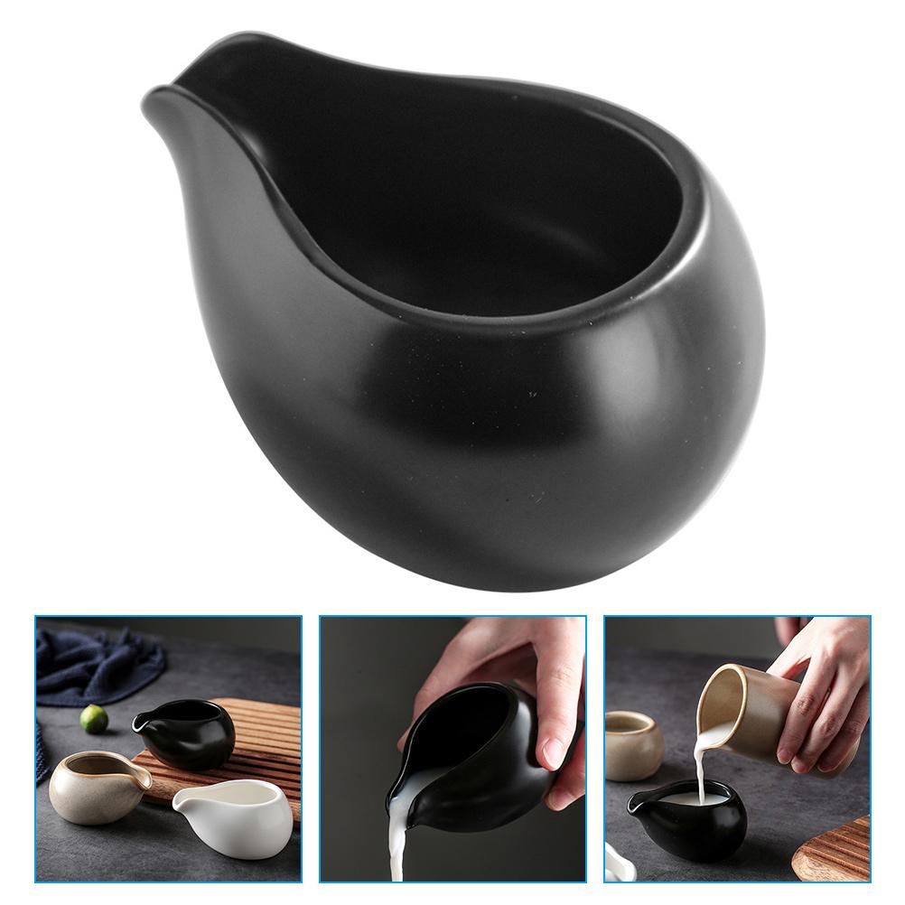 Ceramic Coffee Milk Kettle Nordic Style Syrup Jug for Hot Drinks Anti Bottom Mini Pitcher for Home Restaurant Cafe Black