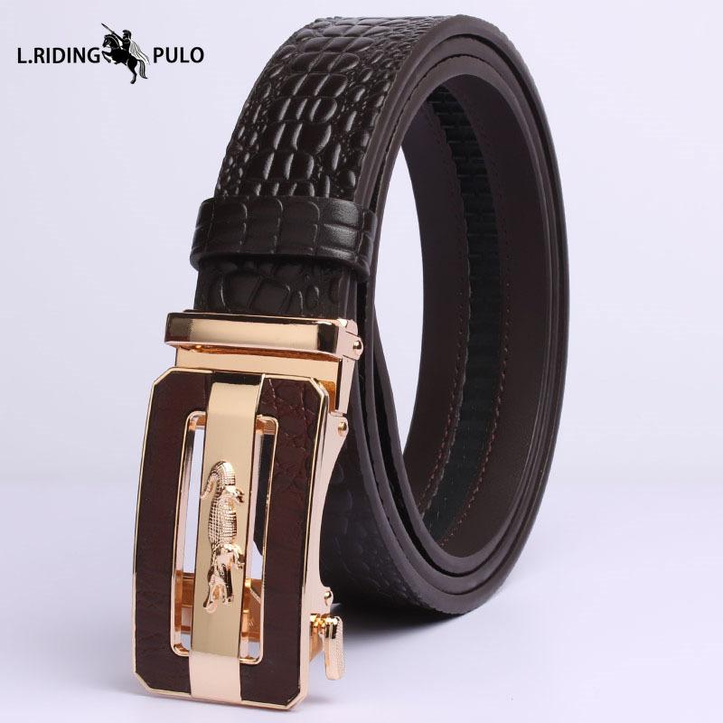 Crocodile Leather Men's Belt Automatic Business Casual Belt Belt High-grade First Layer Cowhide Fashion Belt