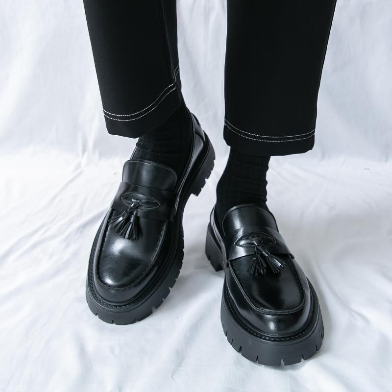 Fashion Men's Leather Shoes Thick Bottom Height British Style Fashion Party Leisure Business 38-46 Leisure Plus Size 38-46 New Shoes