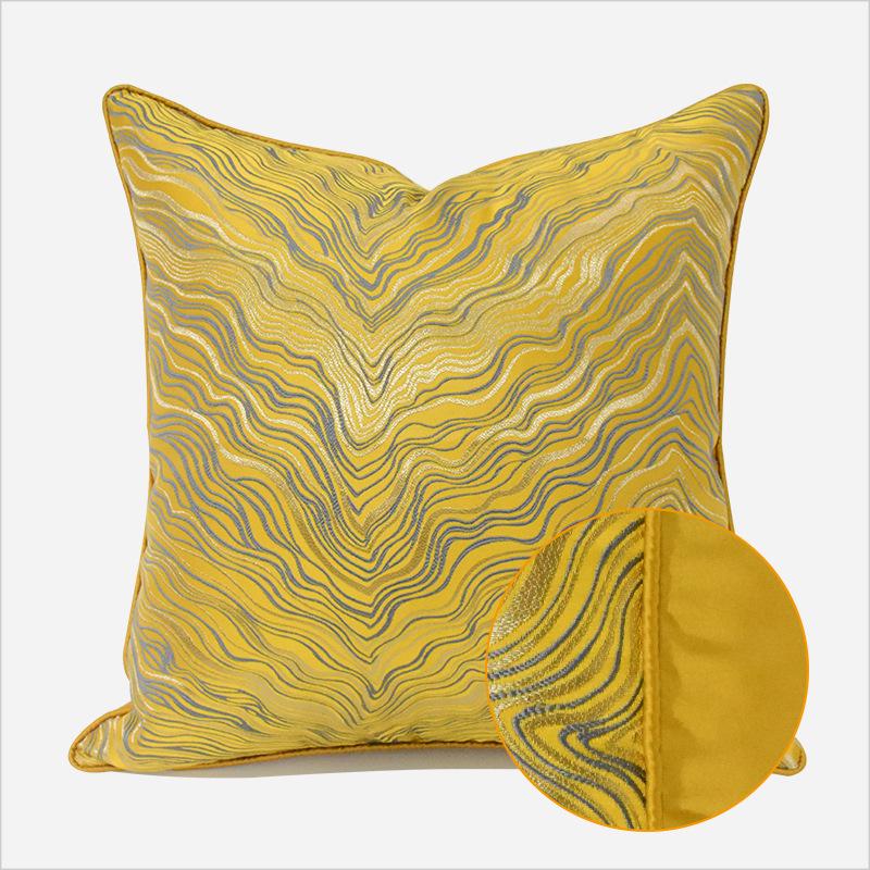 Yellow Wave Pattern Throw Pillow Cover - Modern Luxury for Sofa or Bed