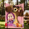 1pc Masha Bear Outdoor Blanket Lightweight Flannel, Soft & Warm, All-Season Use for Sofa, Outdoor, Camping, Living Room034