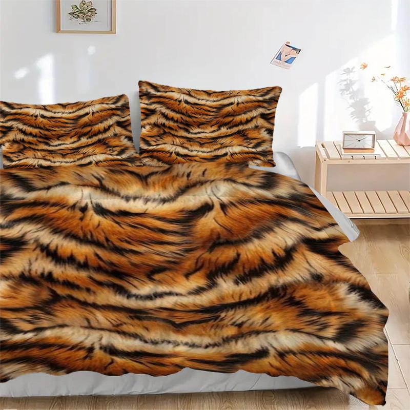 

3pcs Tiger Print Bedding Set. Soft and Comfortable with No Core Included (1x Duvet Cover + 2x Pillow Covers) yy251009253 135x200cm