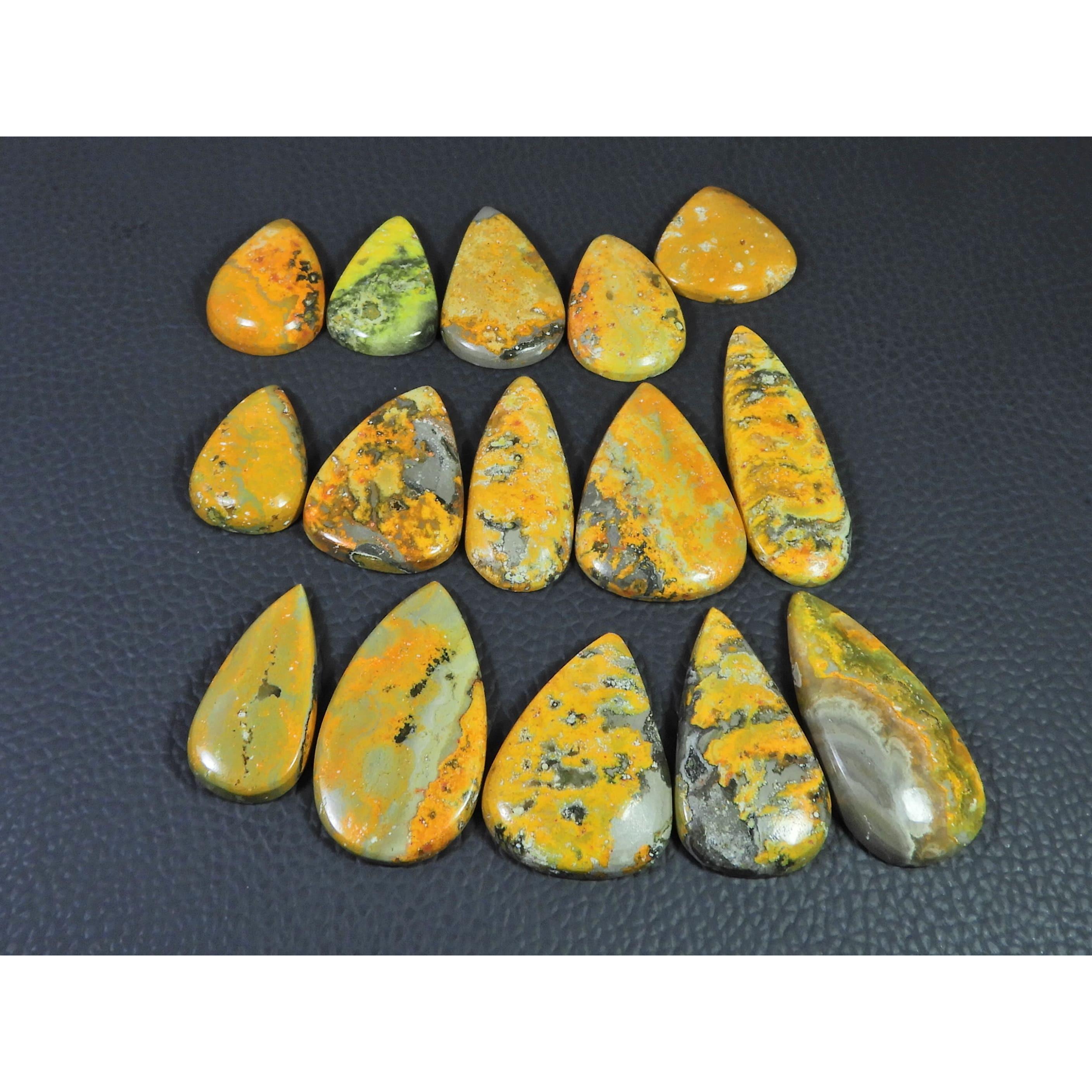 308Cts. Natural Bumble Bee Jasper Pear Cabochon Loose Gemstone 15Pcs Lot C-2242