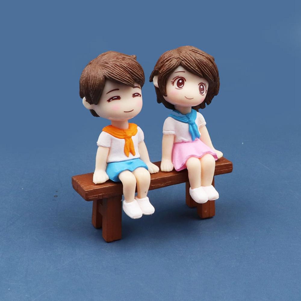 Dollhouse Creative Mini Sweety DIY Stool Couples Lovers Figurine Boy Girl Ornament Dolls Miniatures