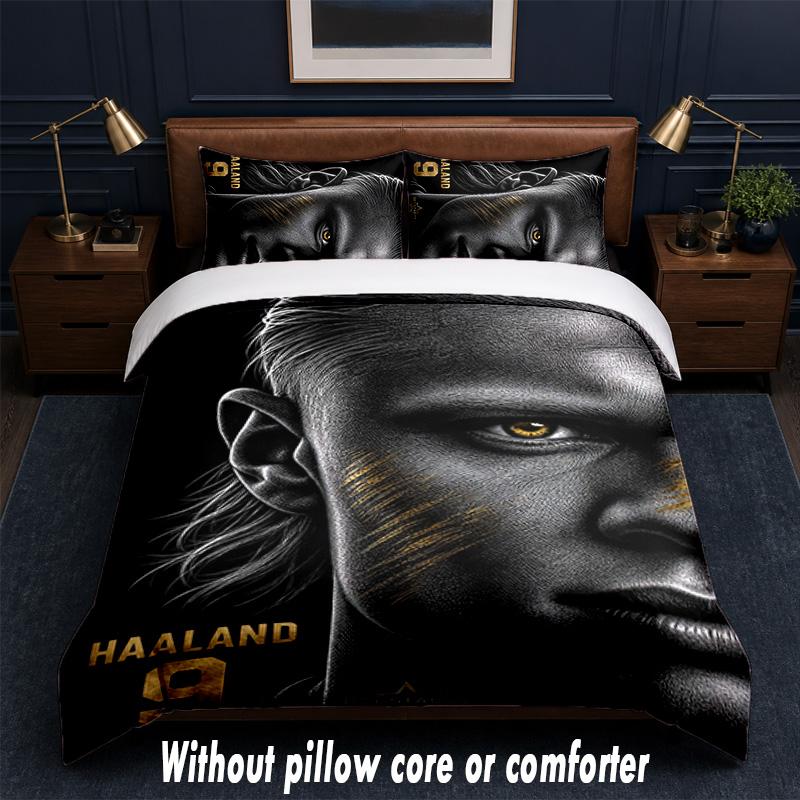 Set Biancheria da Letto Design Erling Haaland 1 Copripiumino + 2 Federe Morbido Traspirante Biancheria da Letto per la Casa