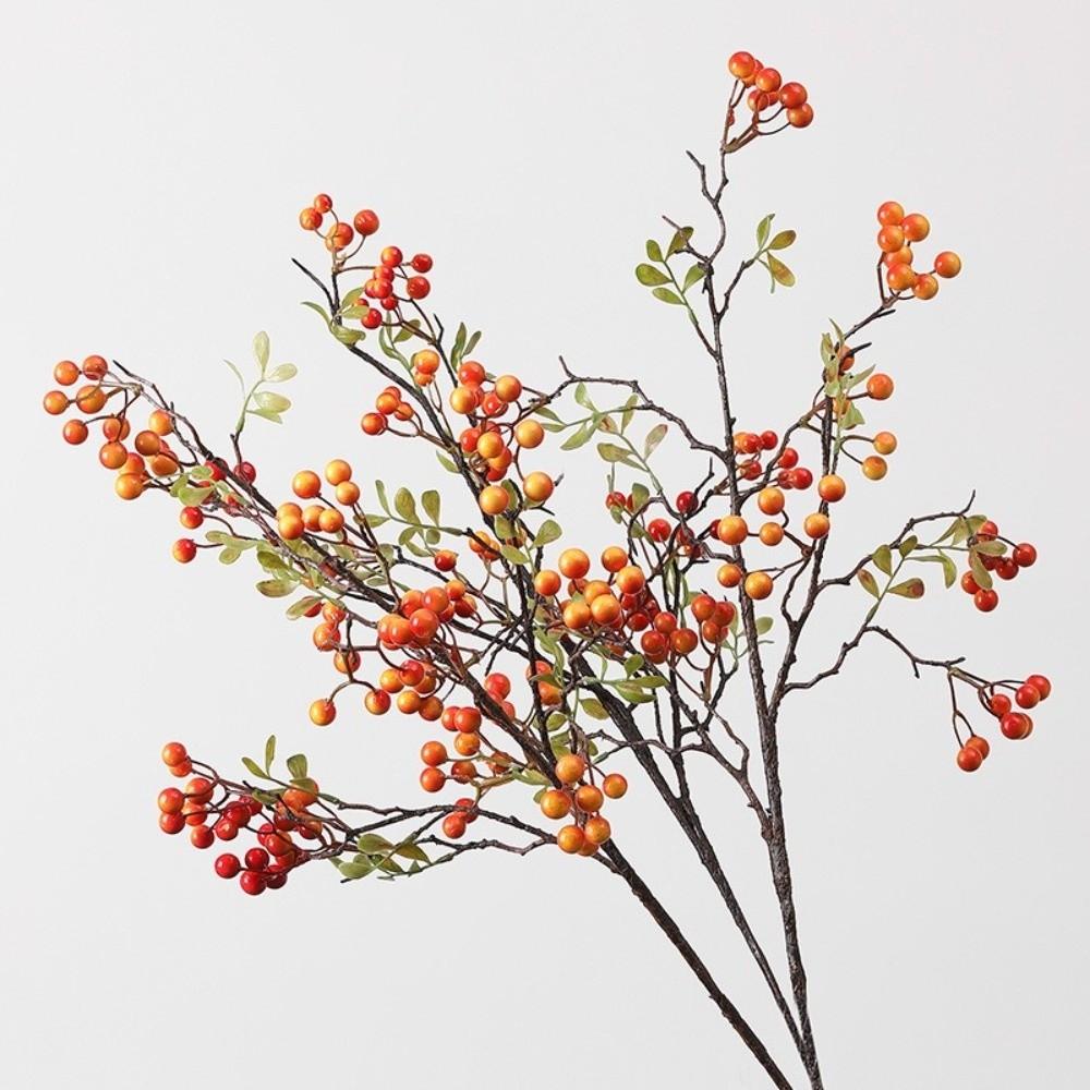 Long Branches Red Berry Bouquet Simulation Decorative Autumn Fruit Artificial Flower Realistic Plastic Artificial Plants Branch