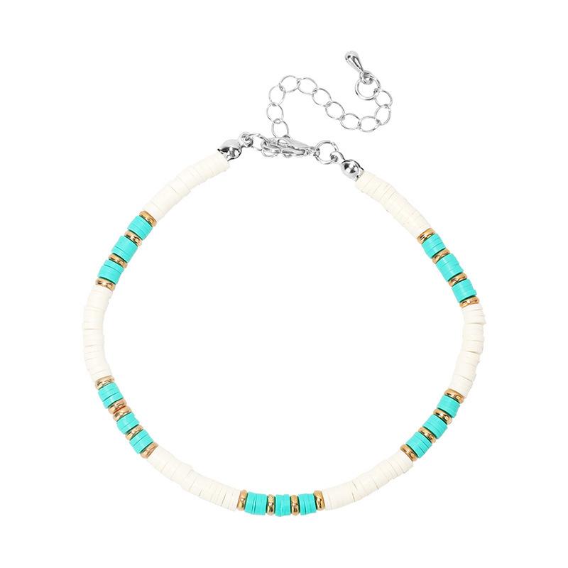 Bohemian beach beaded anklet, personalized handmade fashion temperament soft pottery foot decoration