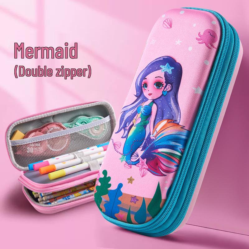 Double Layer 3D Zipper Pencil Case - Large Capacity for Elementary School Students
