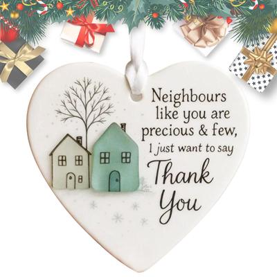 2D Heart-Shaped Ornament Thank You Neighbours Neighbours Like You Are Precious & Few Appreciation Favors Thank You Ornament