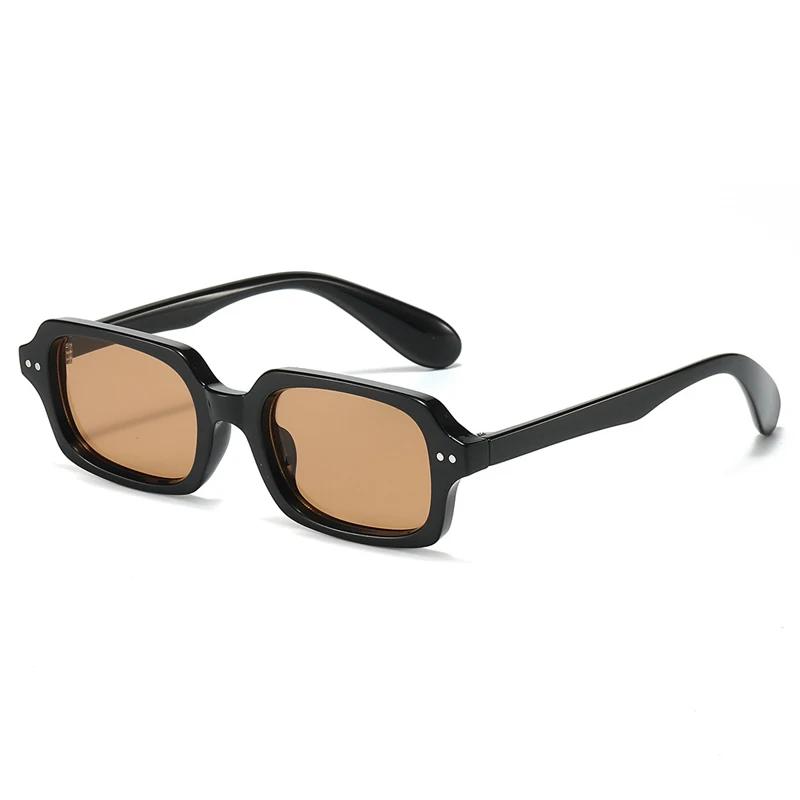 SO&EI Retro Small Rectangle Men Rivets Sunglasses Fashion Jelly Color Gradient Shades UV400 Women Sun Glasses