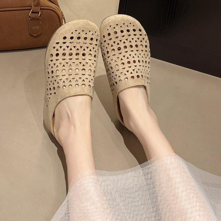 

Height-increasing shoes, thick-soled bag head, half slippers, women s new summer outer wear, hollow hole shoes, one pedal sandals 40 хаки