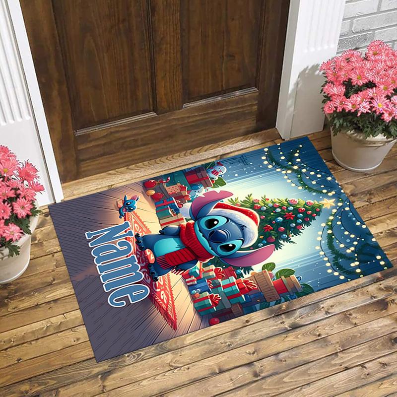 Personalized Name Halloween Stitch Living Room Non-Slip Area Rug Soft Carpet for Bedroom Kids Playroom Sofa Office Home Decor Doormat