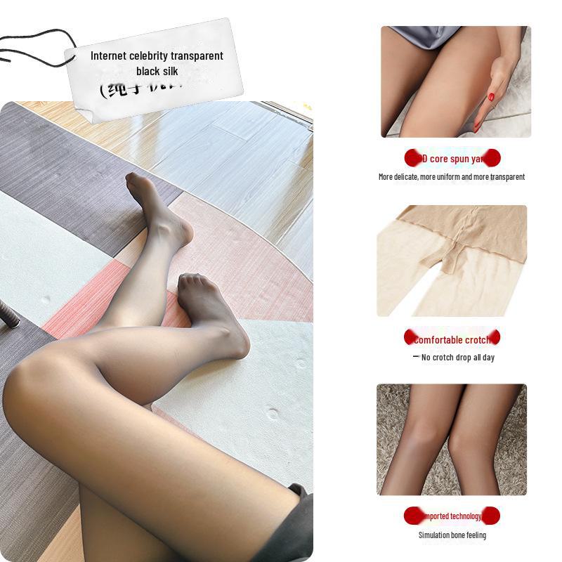 Ultra-Thin Red Pepper Black Silk 0D Stockings: Anti-Snag, Invisible, High-Transparency Pantyhose for Women