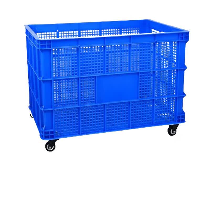 Kaiying Heavy-Duty Plastic Turnover Crate with Universal Wheels