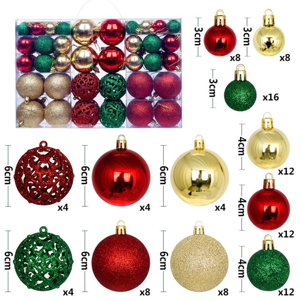 High-quality Plastic Christmas Ball Set 8 Colors 3-6cm Xmas Ornament Ball Suspensable Xmas Baubles Party