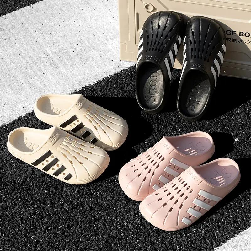 Matching Couple Hole-Pattern Sandals - Waterproof & Breathable Slip-On Slides for Summer, Lightweight Unisex Outdoor Beach Footwear with Flat Sole