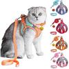 JSXD Cat Harness,Leash and Collar Set,Escape Proof Kitten Vest Harness for Walking,Easy Control Night Safe Pet Harness with Reflective Strap and Bell