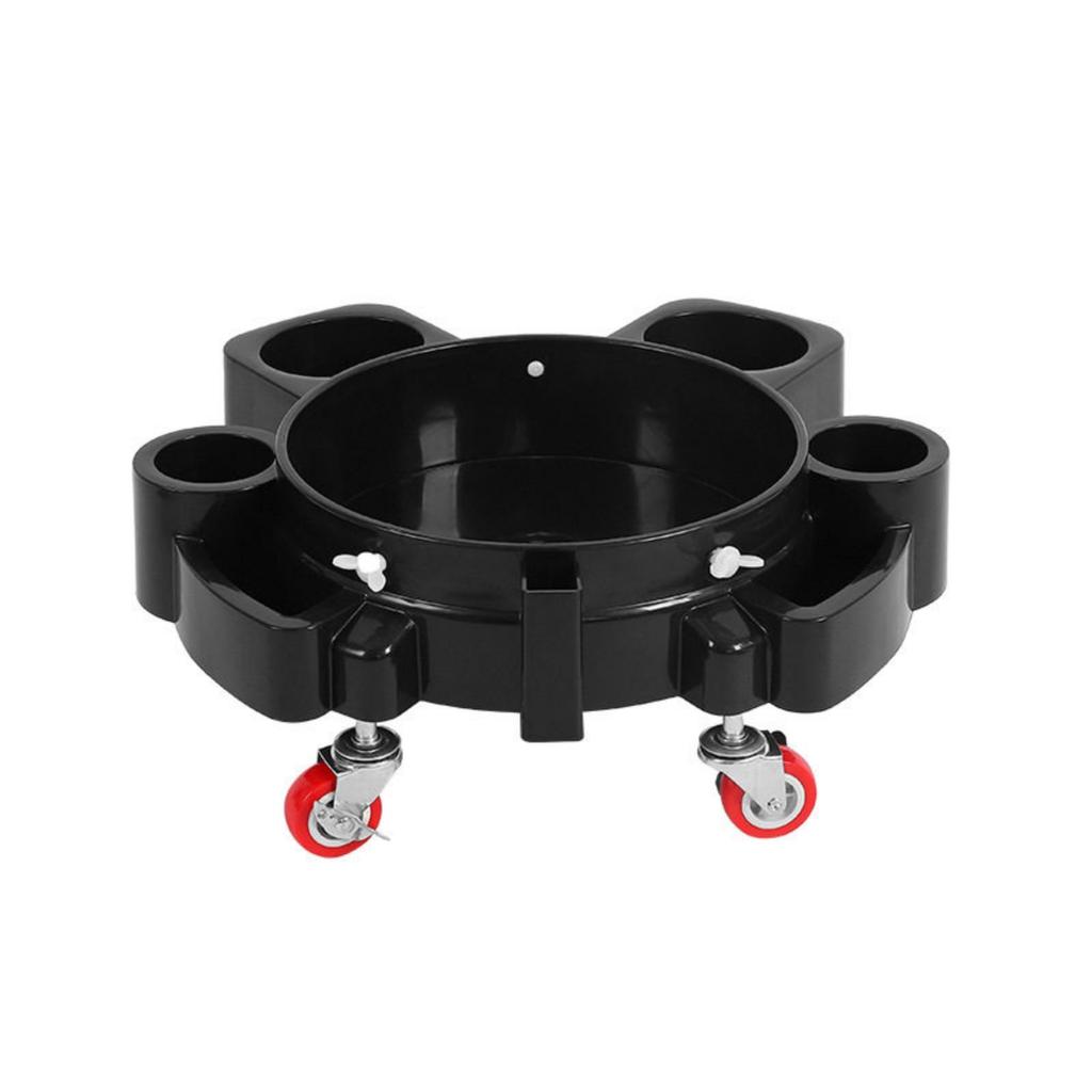 Car Wash Bucket Cart Cup-Style Holders Wheeled Base-Piece Molded Cleaning