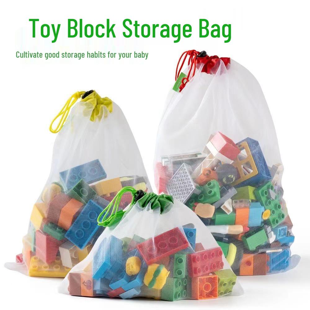 

Children s Large Capacity Building Block Toy Storage Mesh Bag with Drawstring Closure Red 22x24 cm