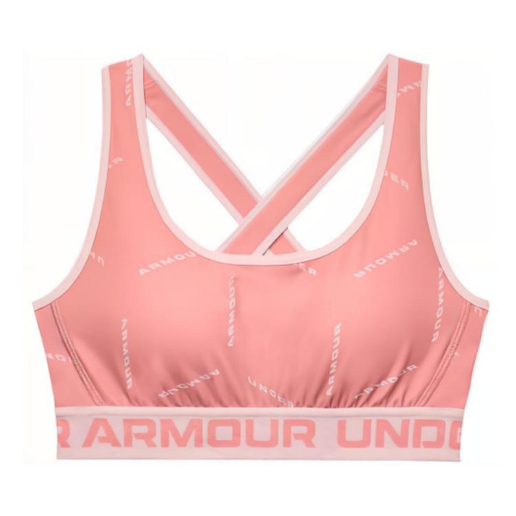 Under Armour Crossback Printed Medium Support Sports Bra Women Underwear Pink 1362247-655