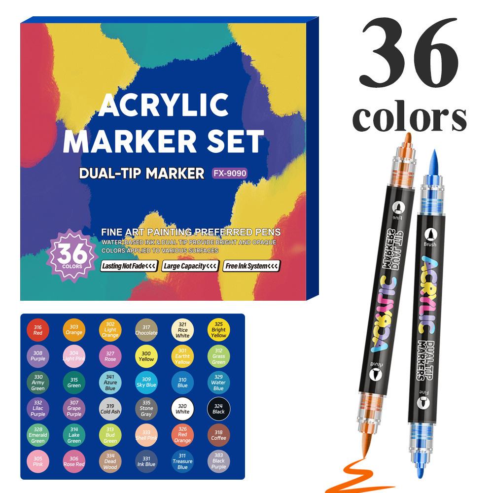 Dual Tip Acrylic Marker Pen Erasable Plastic Highlighter Art Marker for Student Study Notes Content Marking