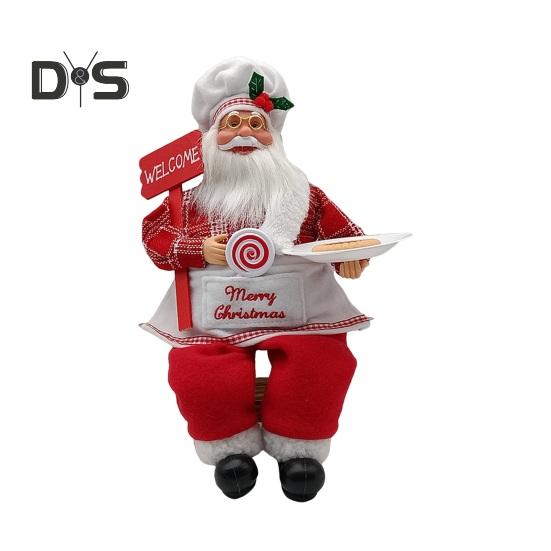 საშობაო სანტა კლაუსის თოჯინა პლუშუს სვიტერი სანტას ჰოლდინგი სასაჩუქრე ჩანთა ფიგურული ნაძვის ხის დეკორი წვეულების წყაროები სახლის ბარის მაგიდის ბუხრისთვის