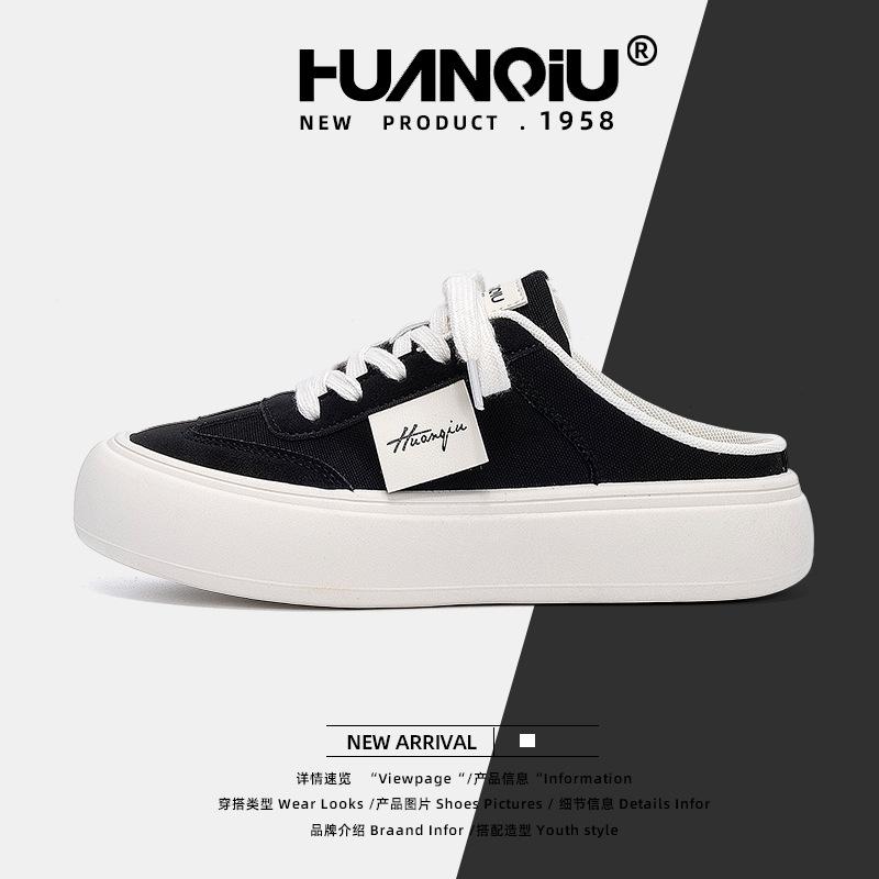 

Глобальные женские туфли на толстой подошве, летние ZHQ68362, новые универсальные нишевые ленивые туфли, студенческие повседневные кеды для женщин 40 чёрный