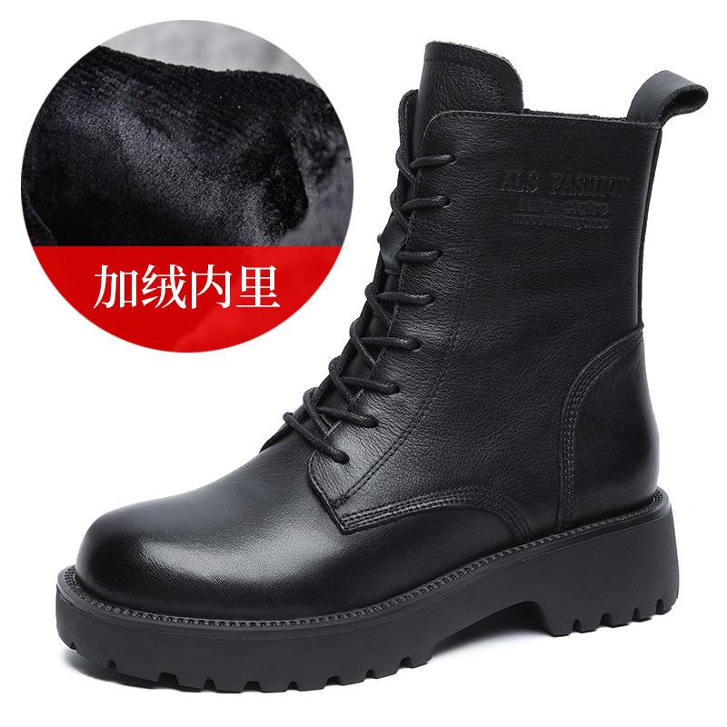 Fashion 4.5CM Fashion Women Boots Handmade Retro Genuine Leather Thick Heel Platform Ankle Boots For Women Warm Short Boots