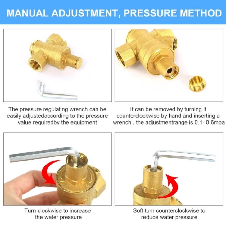 Adjustable DN20 Brass Pressure Regulator 1/2 Inch for Residential Commercial