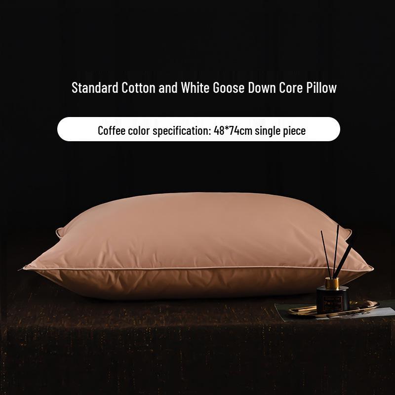 Luxury Goose Down Pillow with Cotton Cover for Neck Support