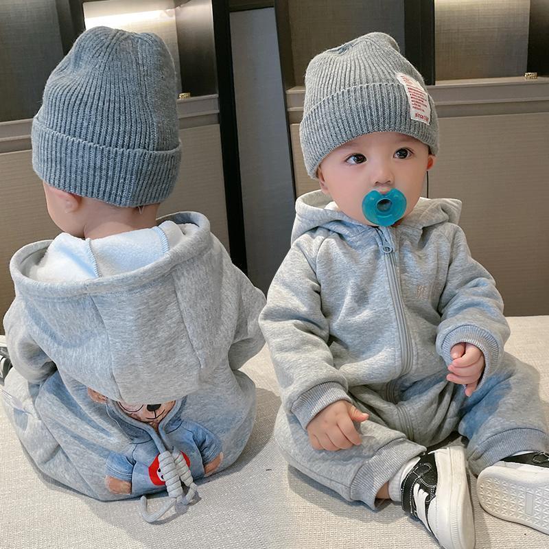 Флисовый детский комбинезон-шаровары для новорожденных: Теплый осенний пижамный комплект и комбинезон для ползания 80 cm