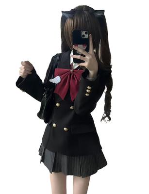Jundakara School Blazer and Skirt Set with Detachable High School Uniform for Pleated Sickly Perfect for Entrance and Stage Perfect for and Size S (2