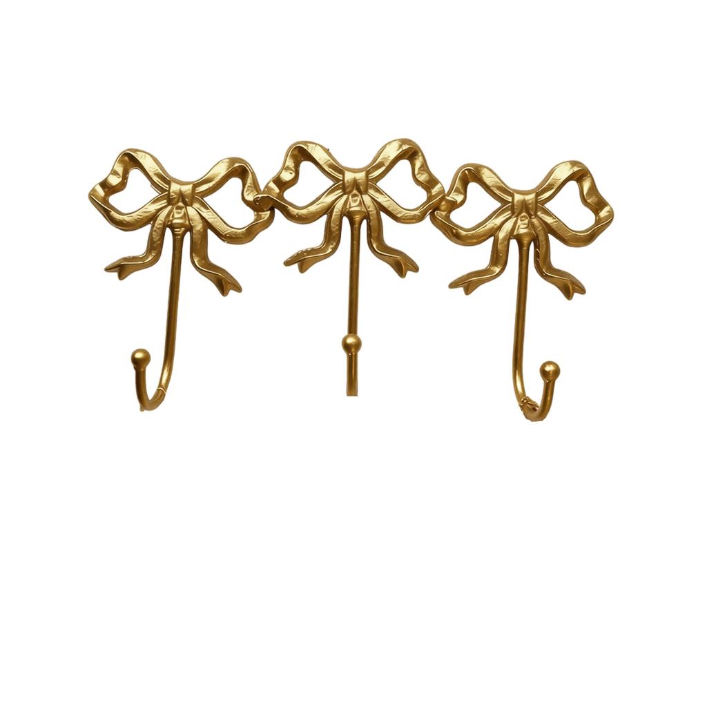 Vintage Style Cast Iron Bow Wall Hook Set European Iron Art Decorative Home Wall Mount Hanger for Kitchen Bathroom Bedroom Entryway